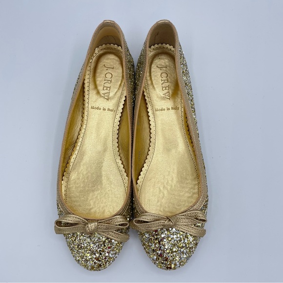 J. Crew Gold Twinkle Ballet Flats 6 - Picture 2 of 16